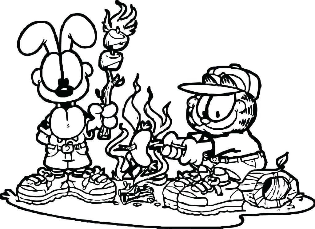 1024x747 Garfield Coloring Page Large Size Of Coloring Pages Show Odie