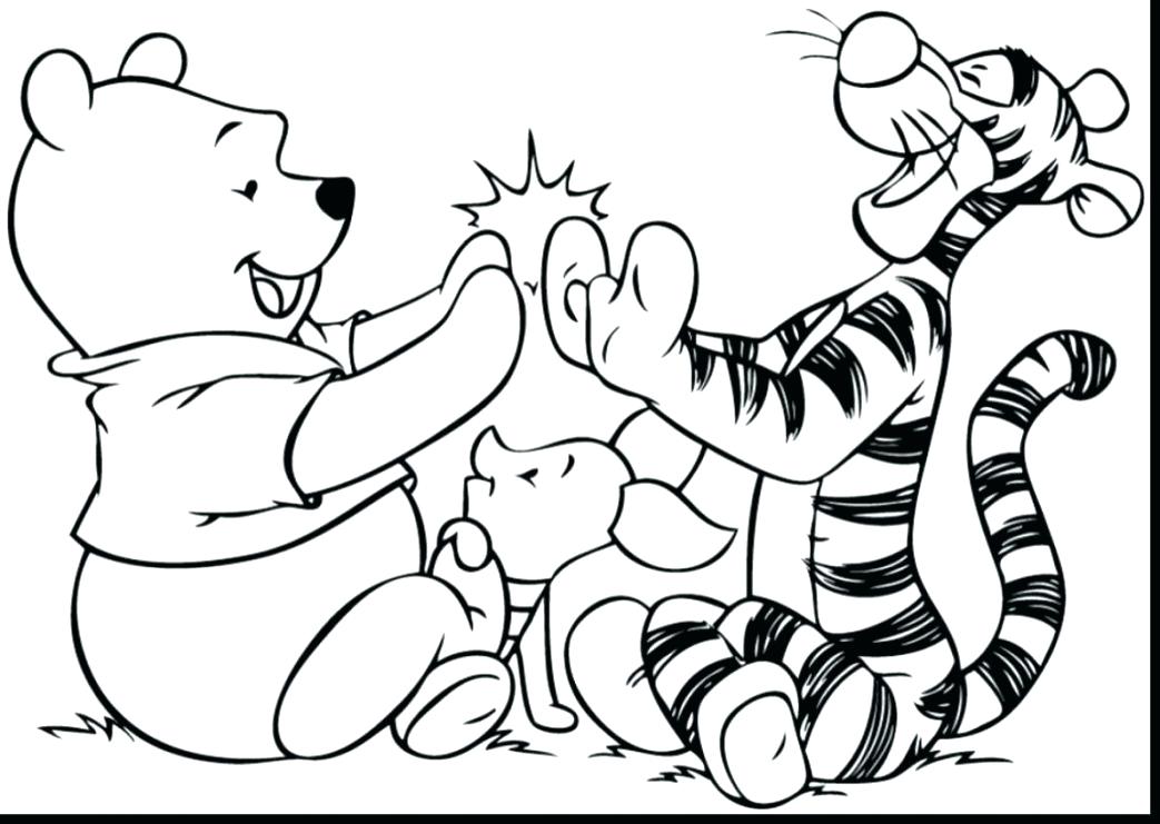 1043x741 Winnie The Pooh And Friends Christmas Coloring Pages Gift Presents