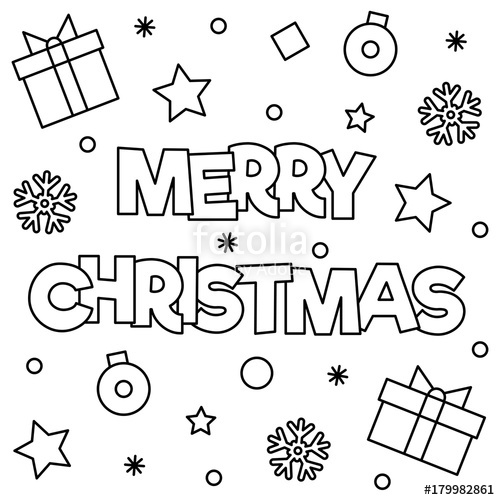 500x500 Merry Christmas. Coloring Page. Vector Illustration. Stock Image