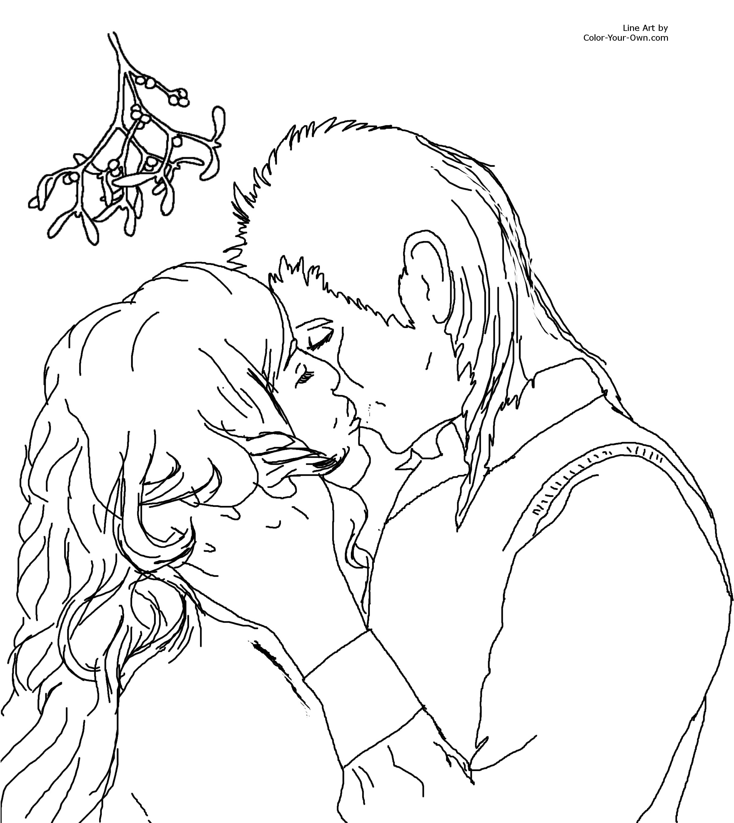 2400x2690 Christmas Coloring Pages Of Mistletoe Fresh A Kiss Under