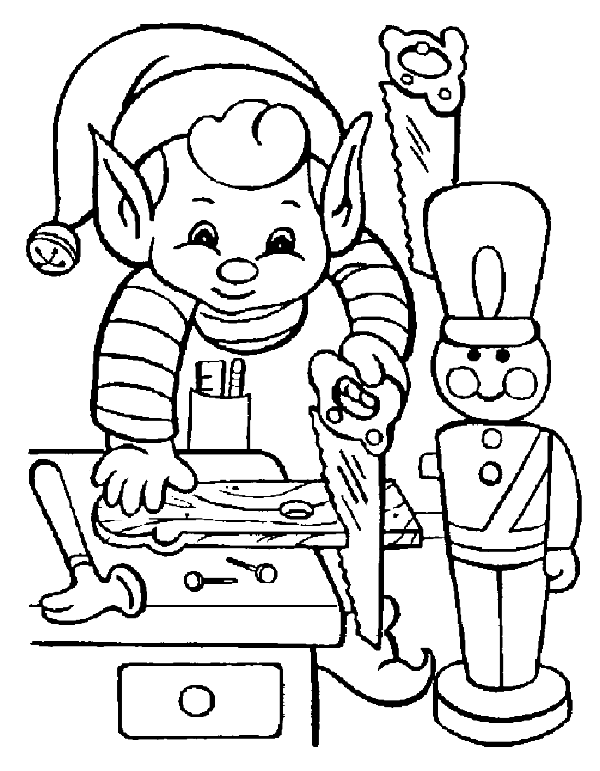 Elf On Working Of Christmas Coloring Page 600x771 Elf On Working Of Christmas Coloring Page