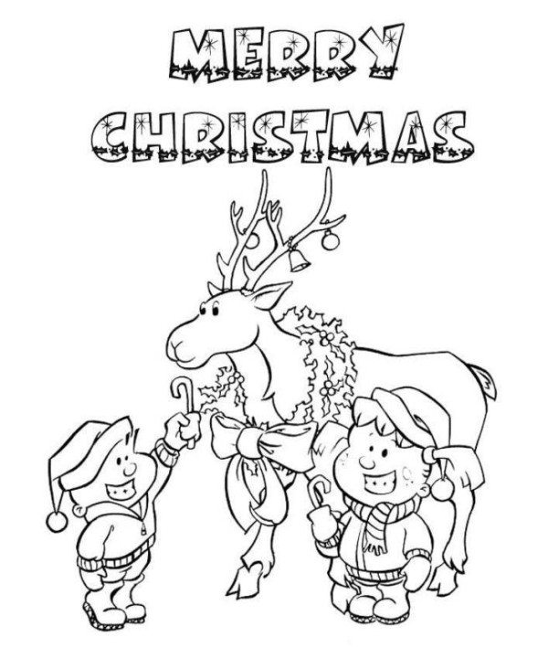 Christmas Reindeer Merry Christmas Coloring Page 600x708 Christmas Reindeer Merry Christmas Coloring Page