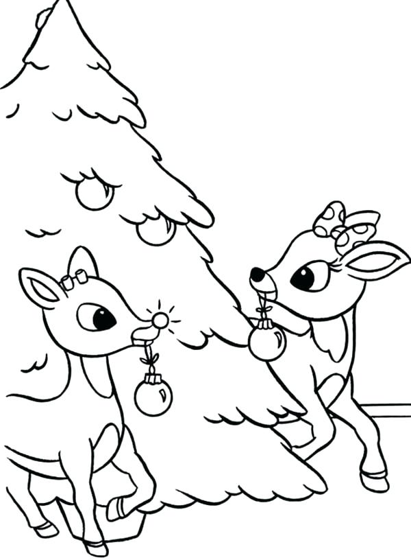 Christmas Coloring Pages Reindeer And Decorated Tree Coloring Page 600x816 Christmas Coloring Pages Reindeer And Decorated Tree Coloring Page