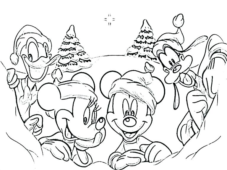 768x575 Mickey Mouse Christmas Coloring Pages Printable Disney And Winter