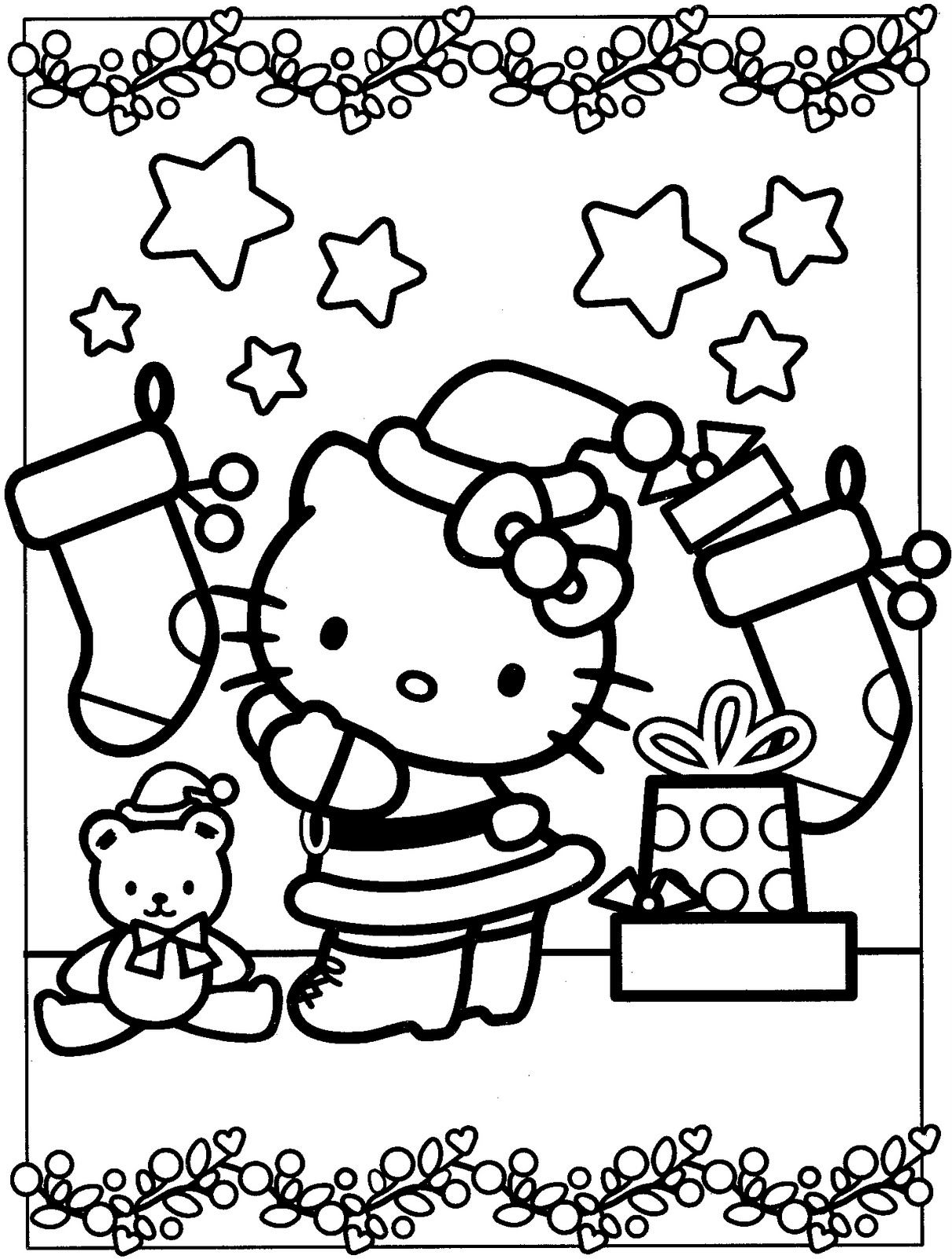 1210x1600 Hello Kitty Christmas Coloring Page With Pages