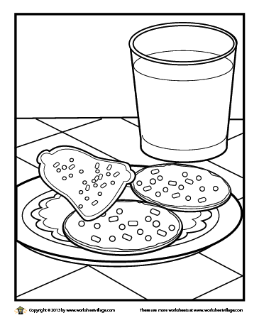 365x465 Milk And Christmas Cookies Coloring Page