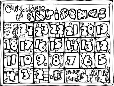 Christmas Countdown Calendar Line Art From Melonheadz 400x303 Christmas Countdown Calendar Line Art From Melonheadz
