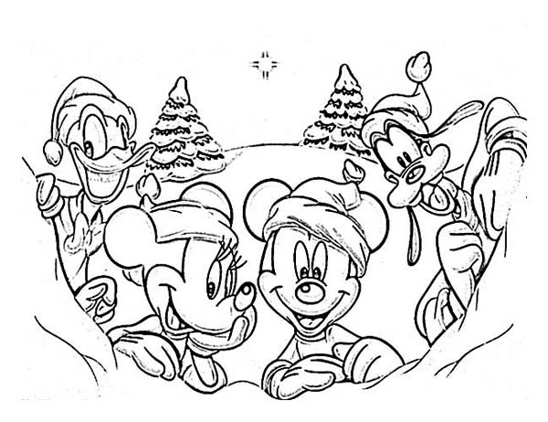 600x462 Disney Gang On Christmas Day Coloring Page