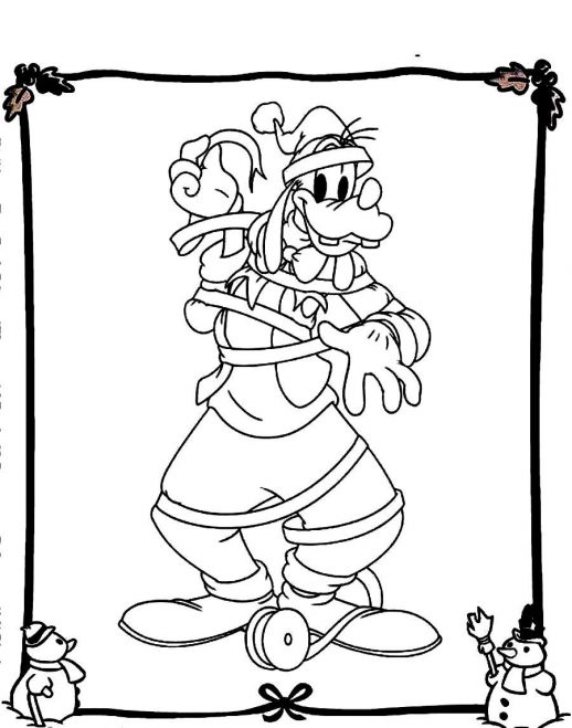 518x659 Goofy Getting Ready To Prepare Christmas Day Coloring Pages