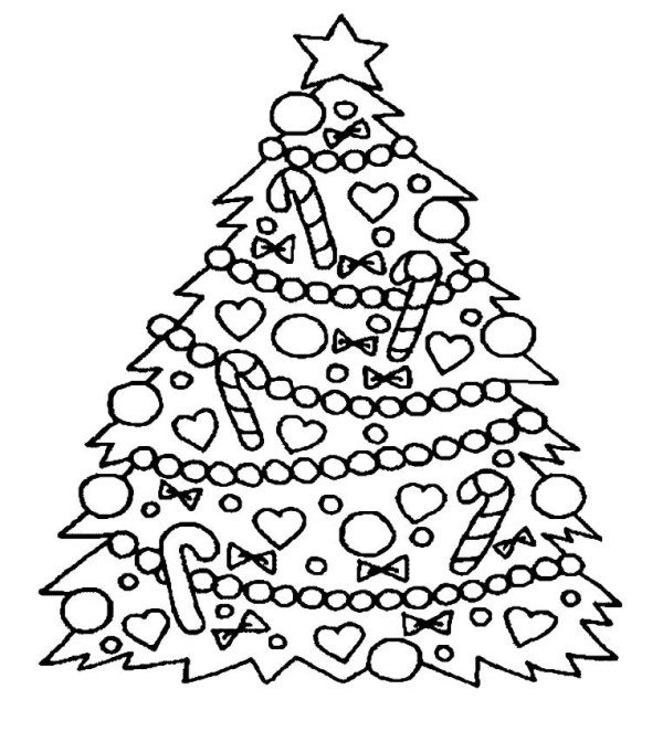 600x672 Detailed Christmas Tree Coloring Pages