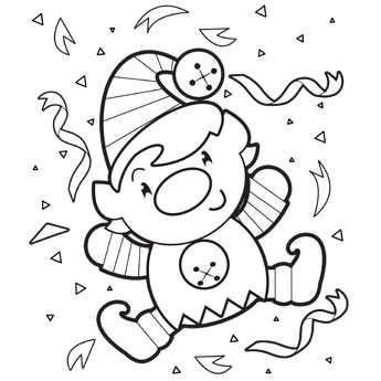 Happy Elf Coloring Page 345x345 Happy Elf Coloring Page