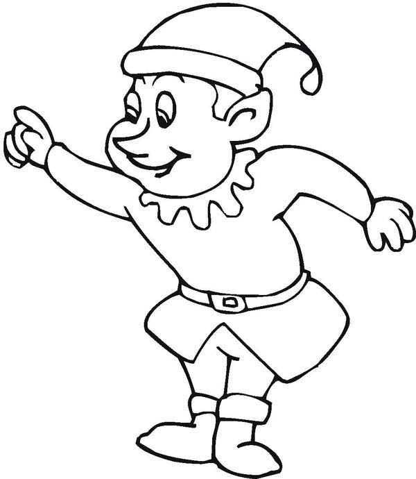 Santa's Christmas Elf Coloring Page Color Luna 600x690 Santa's Christmas Elf Coloring Page Color Luna