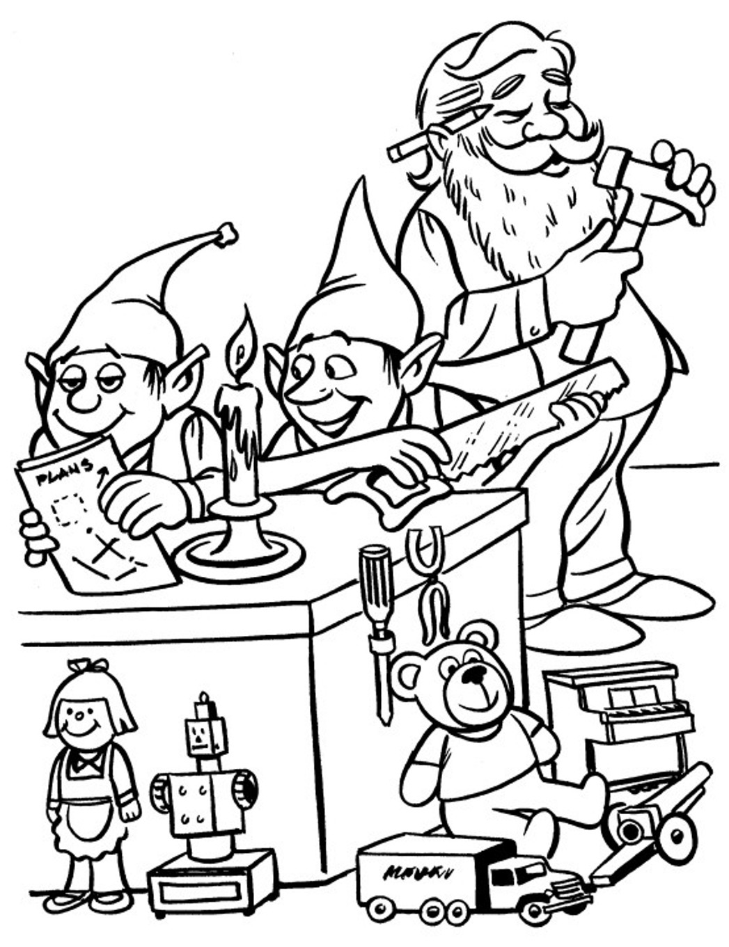 Santa And His Elves Coloring Pages 1047x1361 Santa And His Elves Coloring Pages