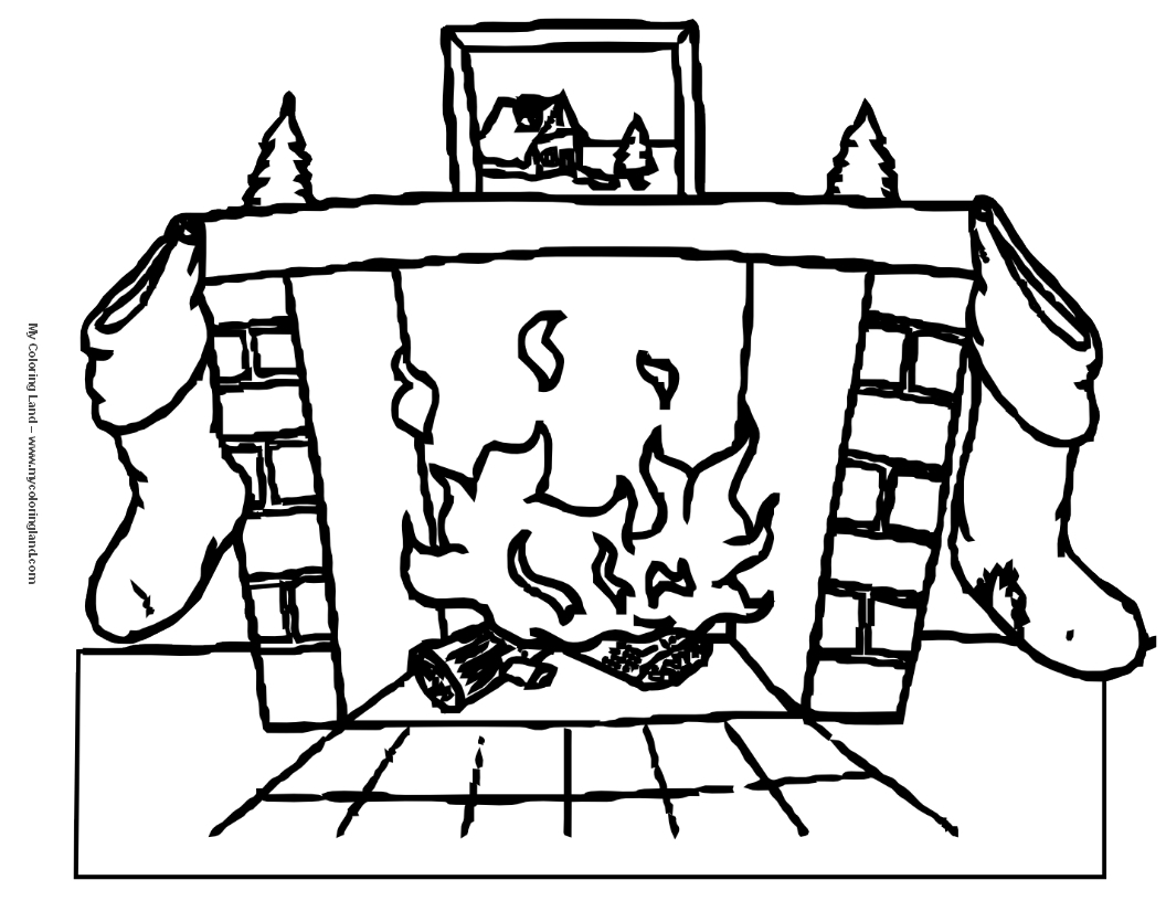 Christmas Fireplace Coloring Pages To Print Coloring For Kids 2018 1056x816 Christmas Fireplace Coloring Pages To Print Coloring For Kids 2018