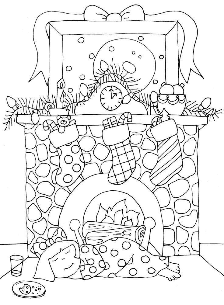 Christmas Fireplace Coloring Page at GetColorings.com | Free printable ...