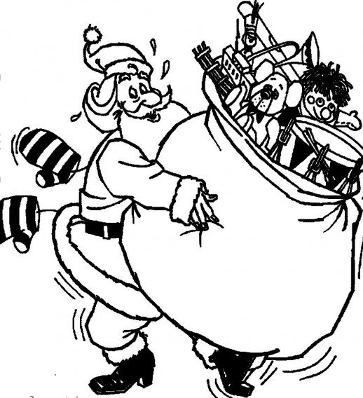 A Fat Big Santa Claus Brings Many Christmas Gifts Coloring Pages 518x568 A Fat Big Santa Claus Brings Many Christmas Gifts Coloring Pages