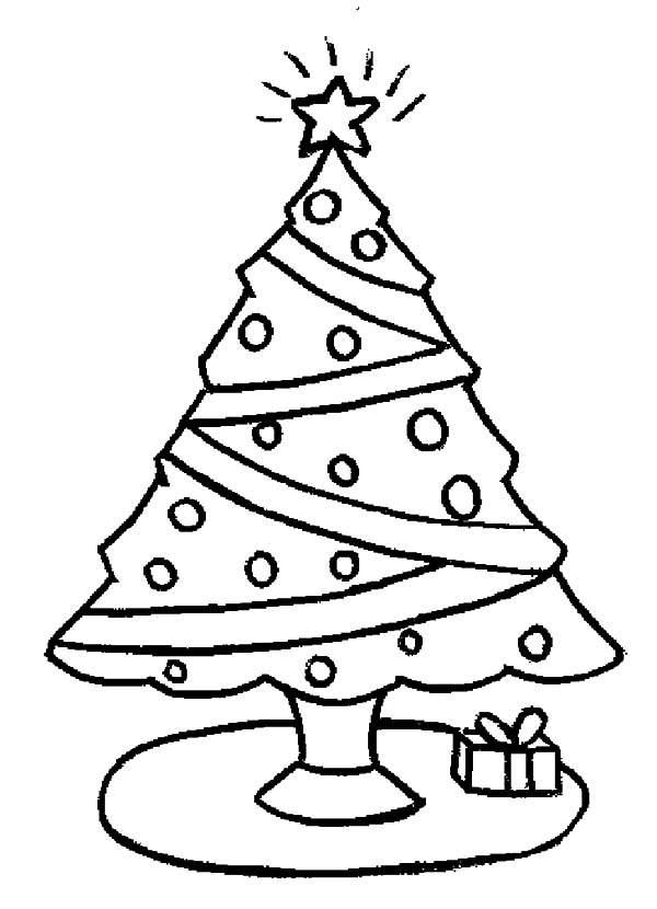One Christmas Trees And One Christmas Gift Coloring Pages Color Luna 600x830 One Christmas Trees And One Christmas Gift Coloring Pages Color Luna