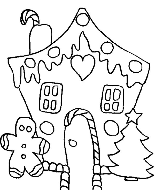 600x739 White Christmas Gingerbread House Coloring Page