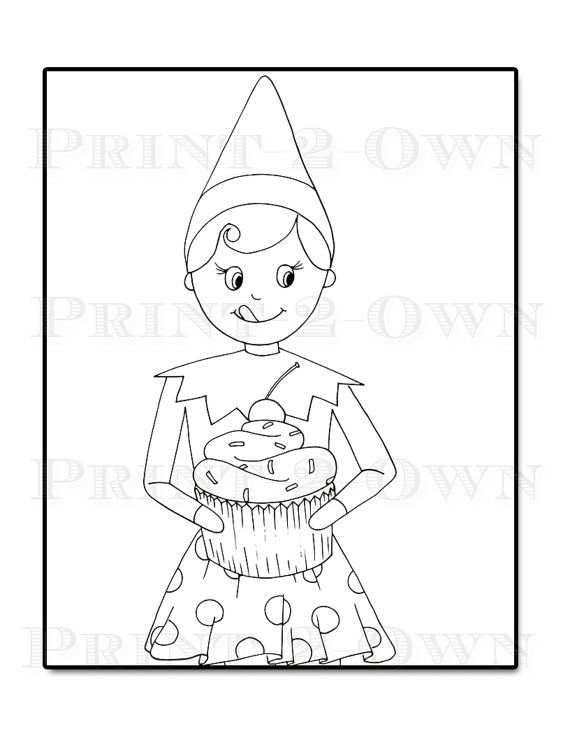 Girl Elf On The Shelf Coloring Pages 570x738 Girl Elf On The Shelf Coloring Pages