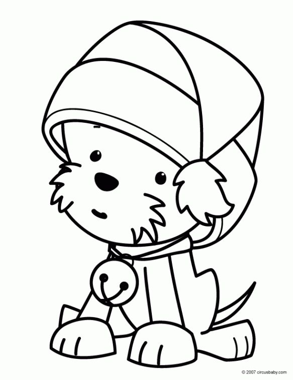 A Cute Kawaii Puppy Wearing Christmas Hat Coloring Page Animal 583x755 A Cute Kawaii Puppy Wearing Christmas Hat Coloring Page Animal