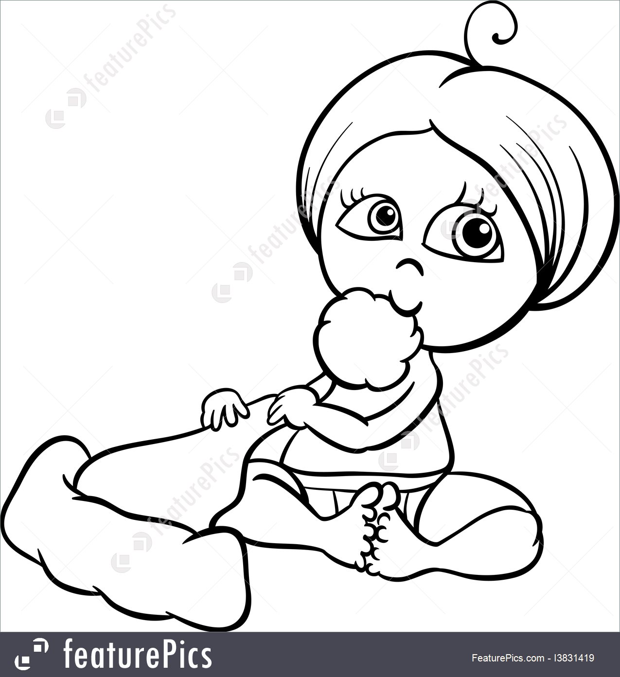 Illustration Of Baby Girl With Santa Hat Coloring Page 1275x1392 Illustration Of Baby Girl With Santa Hat Coloring Page