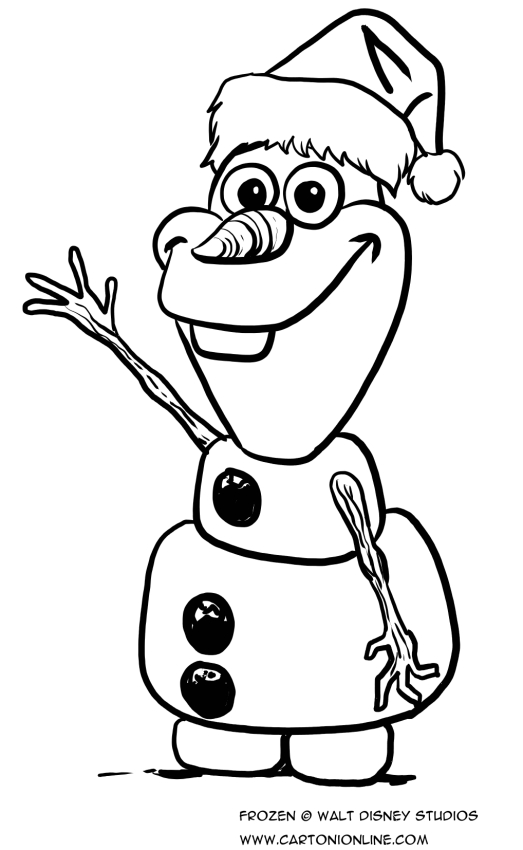 Olaf The Snowman Coloring Pages The Snowman With Christmas Hat 523x850 Olaf The Snowman Coloring Pages The Snowman With Christmas Hat