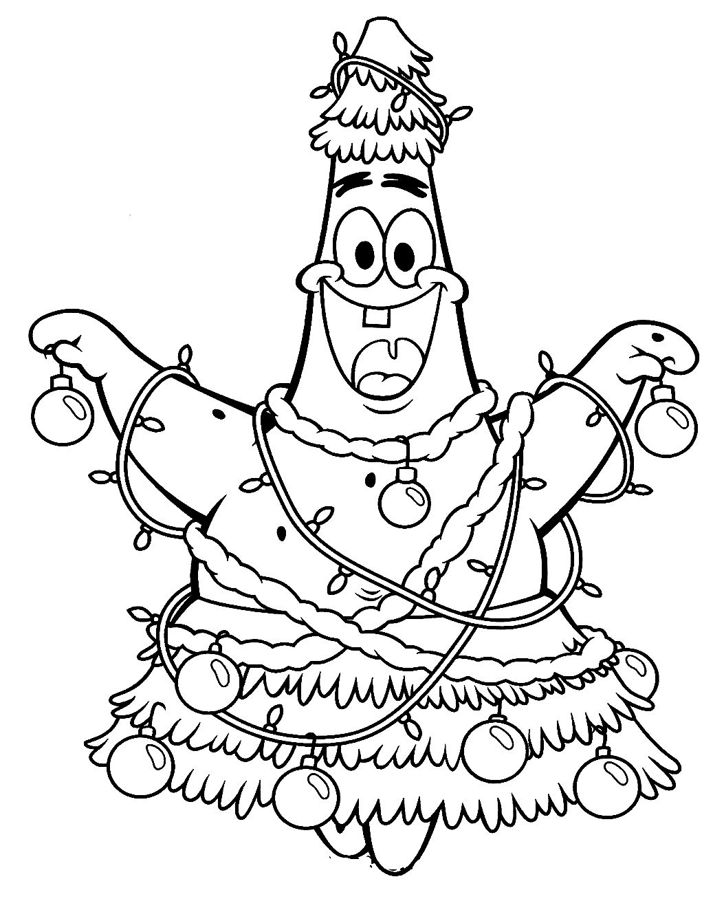 1021x1310 Spongebob's Patrick Star Christmas Holiday Coloring Page