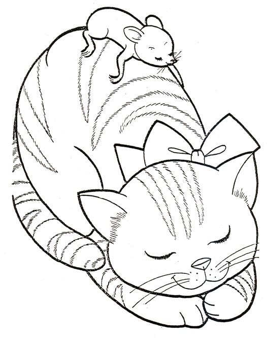 526x670 Christmas Kitten And Friend From An Old Coloring Book