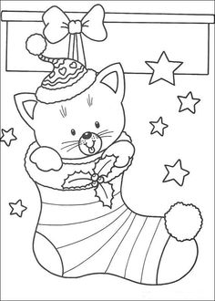 236x330 Cat Coloring Pages For Christmas