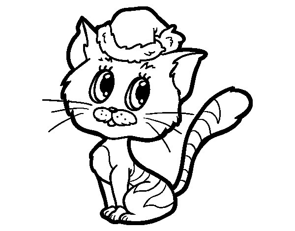 600x470 Christmas Cat Coloring Pages