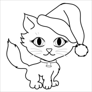 300x300 Kitten Coloring Pages For Christmas