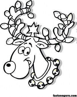 270x338 Christmas Reindeer In Lights Coloring Page
