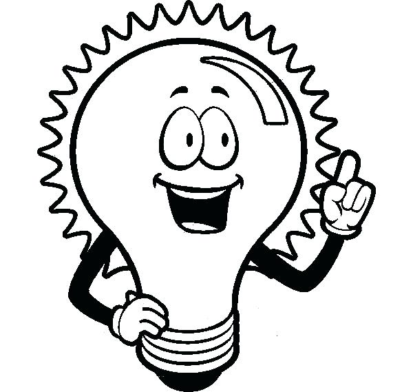 600x569 New Light Bulb Coloring Page And Lights Coloring Pages Happy