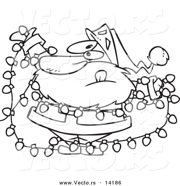 600x620 Vector Of A Cartoon Santa Tangled In Christmas Lights