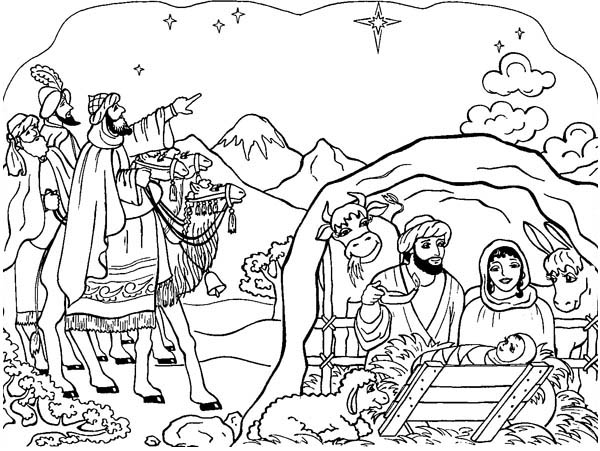 600x451 Nativity Scene Coloring Page Color Luna