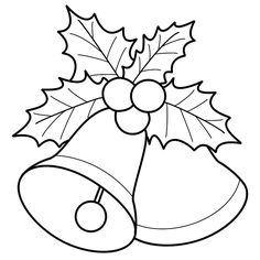 236x236 Decorative Bells And The Christmas Flower Coloring Page
