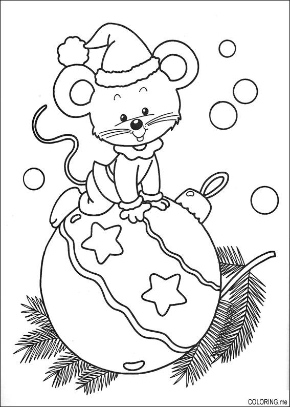 567x794 Coloring Page Christmas Mouse And Ball