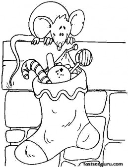 258x338 Christmas Stockings Presents For Mouse Coloring Pages