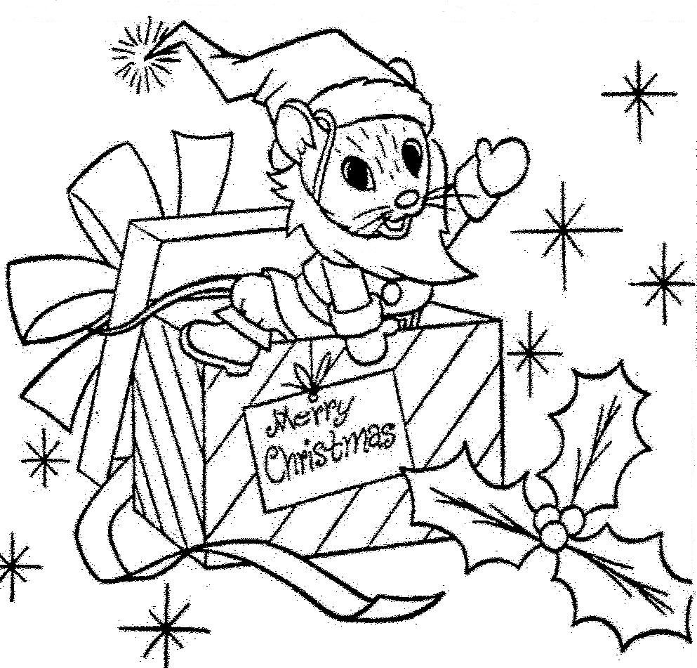 993x951 Santa Mouse Christmas Gift Coloring Page Christmas