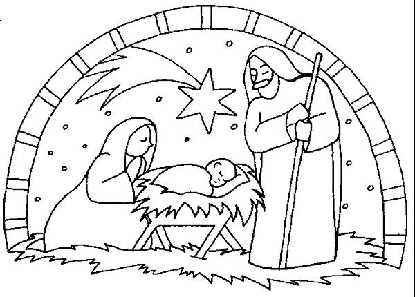 600x430 Christmas Coloring Pages Nativity Nativity Scene Coloring Pages