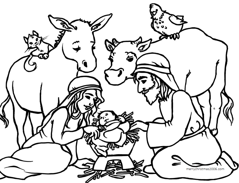 977x749 Nativity Coloring Pages Free
