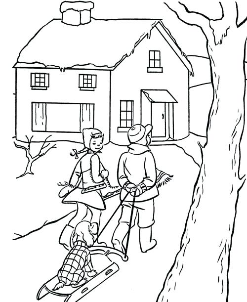 Christmas Scene Coloring Pages Vintage Scene Coloring Page 500x611 Christmas Scene Coloring Pages Vintage Scene Coloring Page