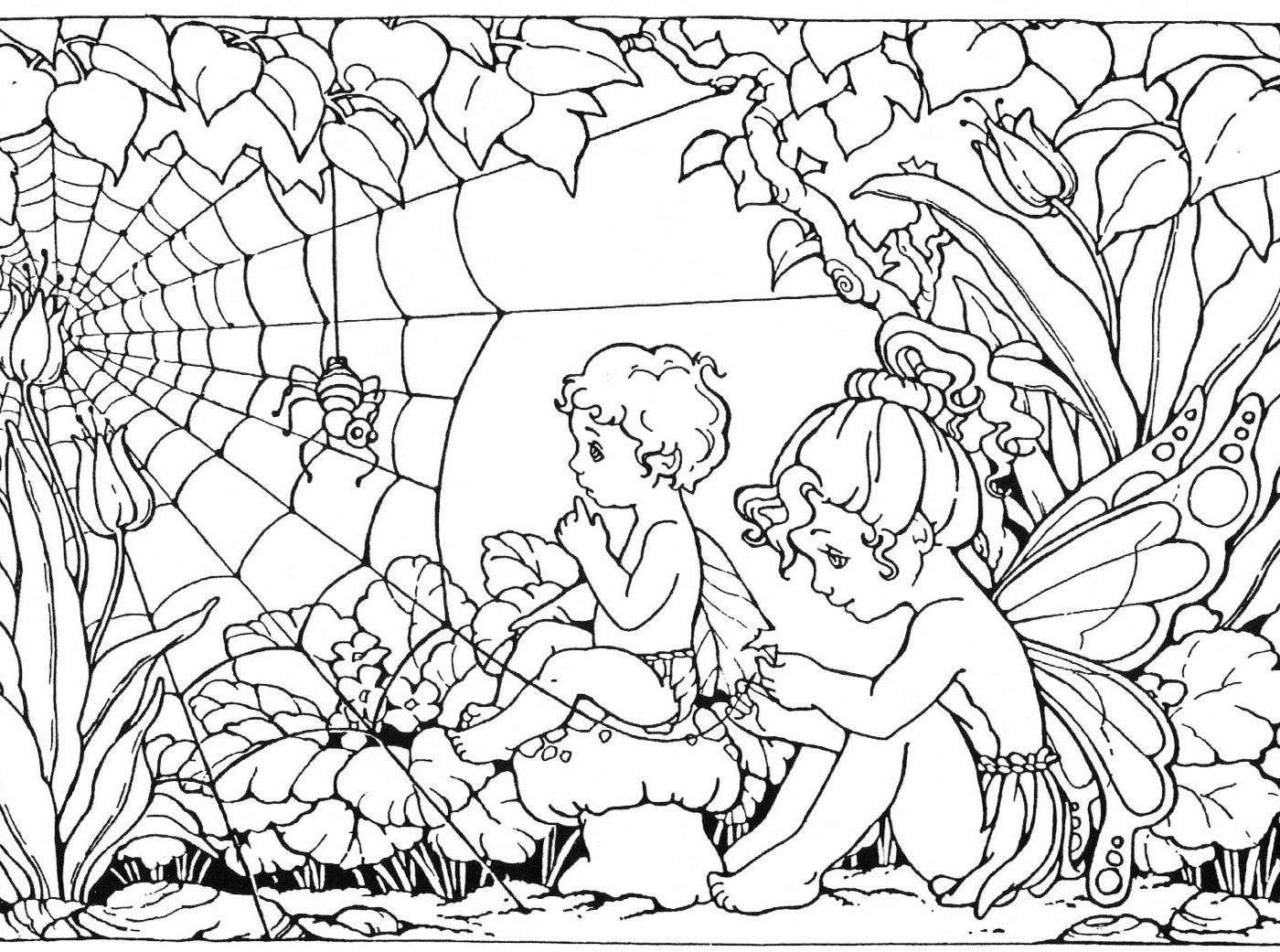 Fairy Themed Party Coloring Page For Kids Sensational Adults 1400x1041 Fairy Themed Party Coloring Page For Kids Sensational Adults