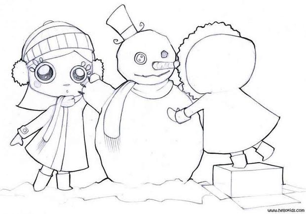 Snowman's Christmas Party Time Coloring Pages 620x433 Snowman's Christmas Party Time Coloring Pages