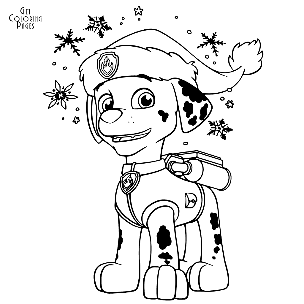 1024x1024 Christmas Paw Patrol Coloring Pages Marshall