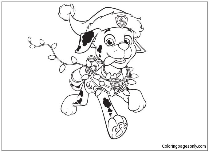 680x494 Paw Patrol Christmas Coloring Pages Paw Patrol Marshall Christmas