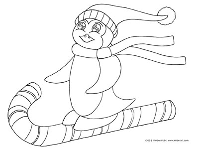 400x299 Skiing Penguin Coloring Page. Printable Pages From Kinderart