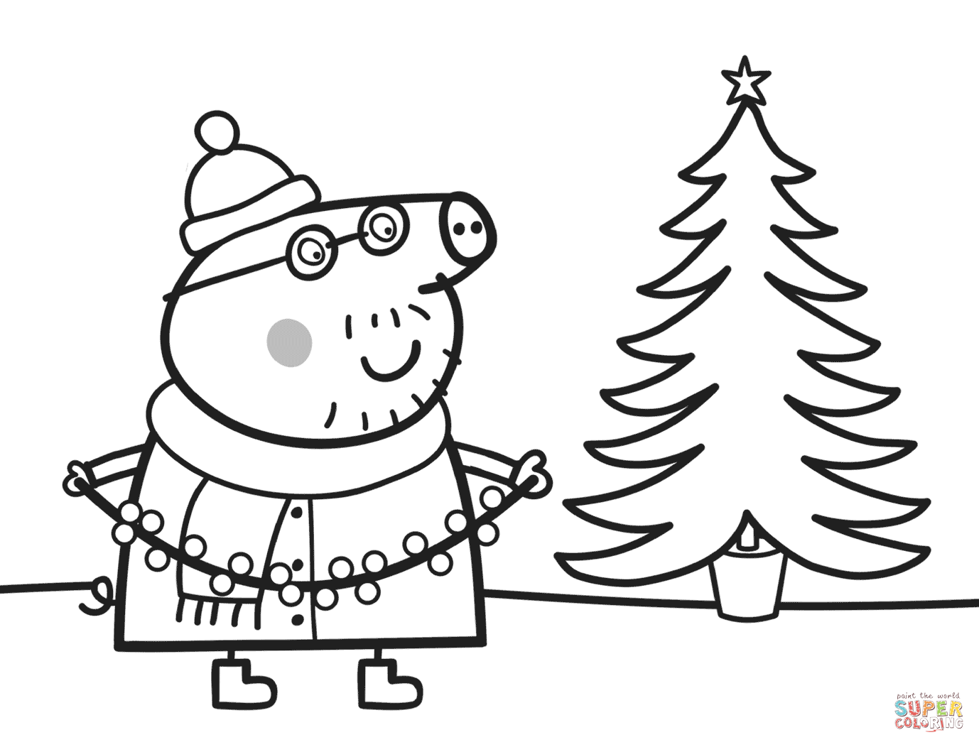 Daddy Pig Decorates Xmas Tree Super Coloring Peppa Pig 1378x1052 Daddy Pig Decorates Xmas Tree Super Coloring Peppa Pig