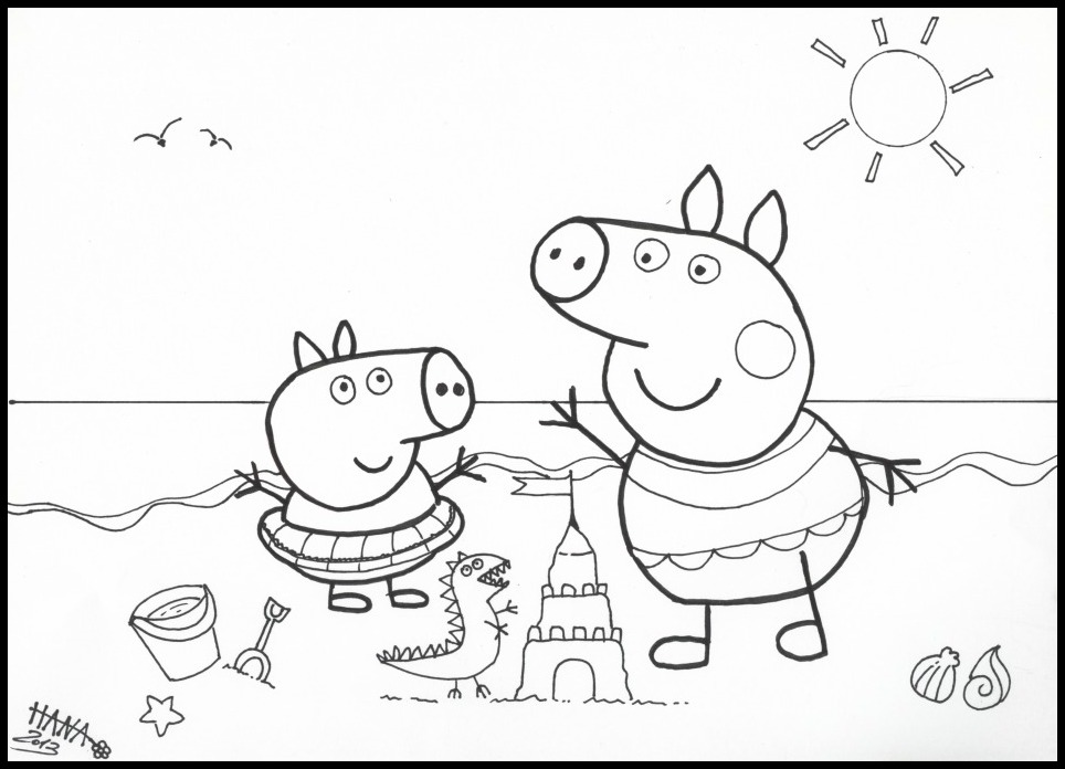 Nice Peppa Pig Christmas Coloring Pages 964x696 Nice Peppa Pig Christmas Coloring Pages