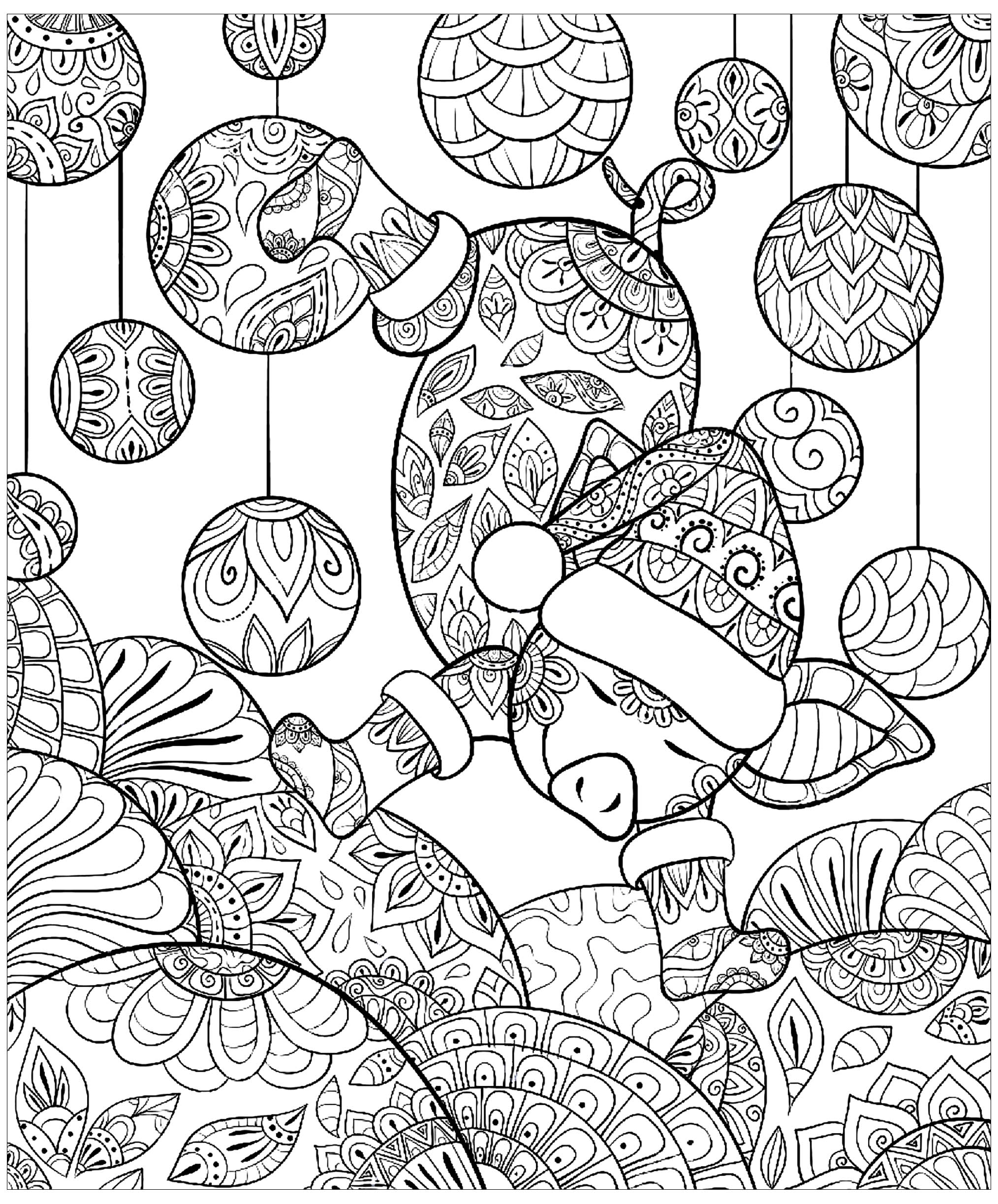 Pig Christmas Zentangle 2028x2447 Pig Christmas Zentangle